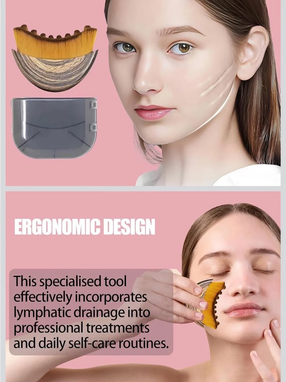 2 Lymphatic Contour Face Brush Lymphatic Drainage In Brown